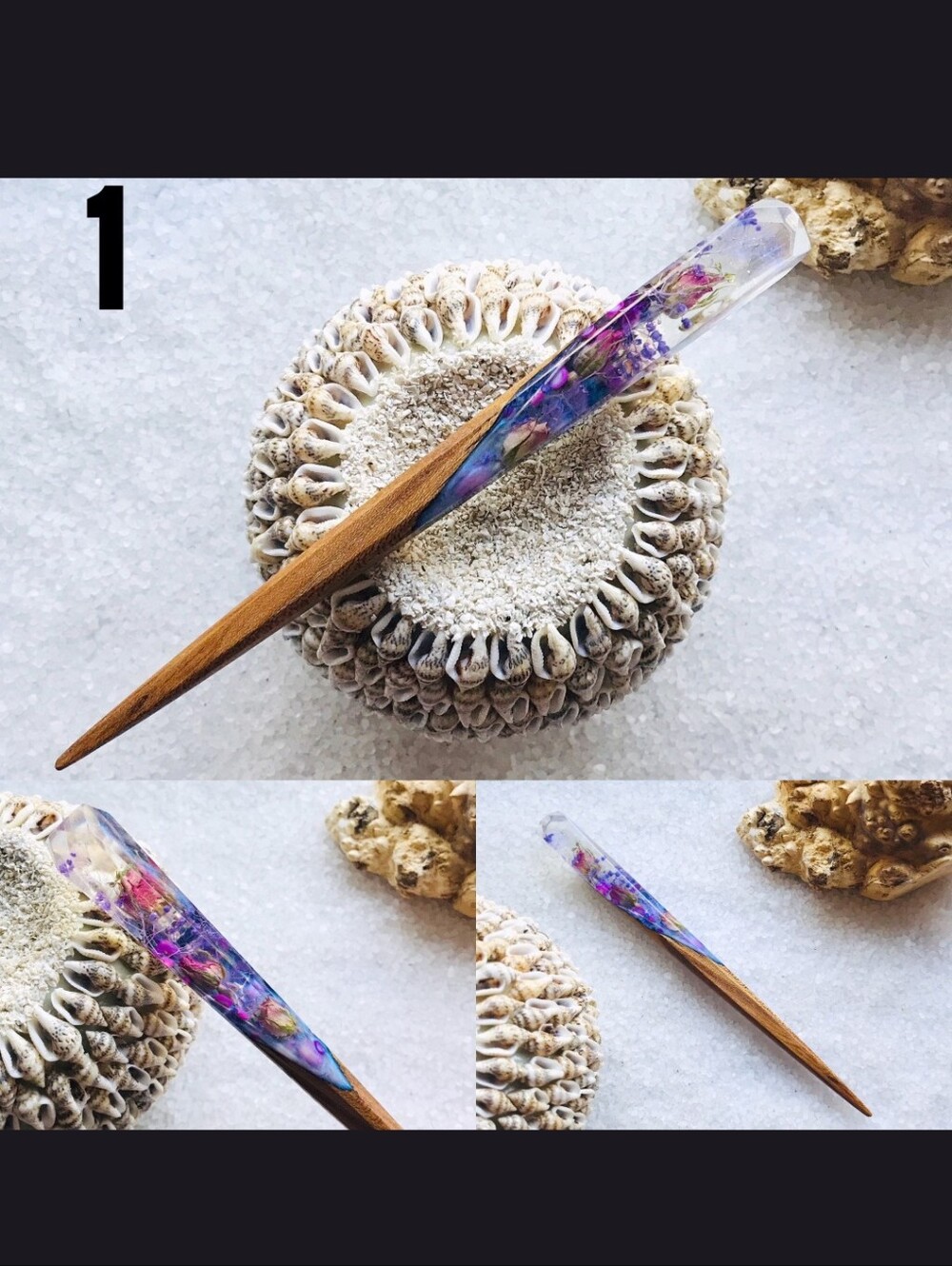 YevheniiaShop resin hair stick 7 inch Rose